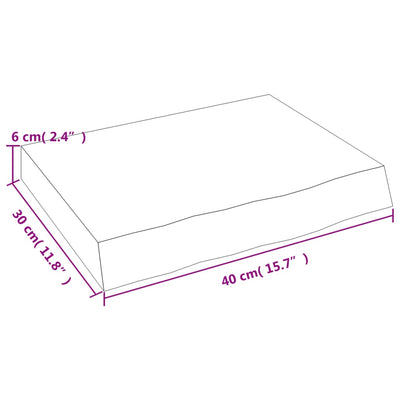 væghylde 40x30x(2-6) cm behandlet massivt egetræ mørkebrun