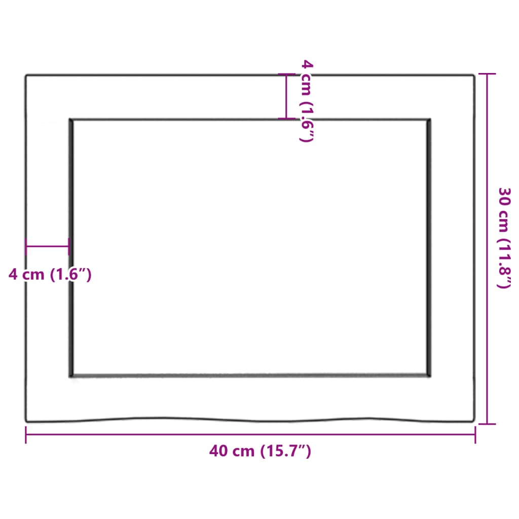 væghylde 40x30x(2-6) cm behandlet massivt egetræ mørkebrun