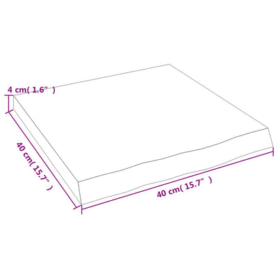 væghylde 40x40x(2-4) cm behandlet massivt egetræ mørkebrun