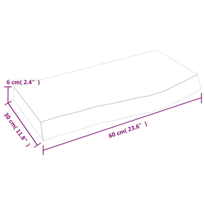 væghylde 60x30x(2-6) cm behandlet massivt egetræ mørkebrun