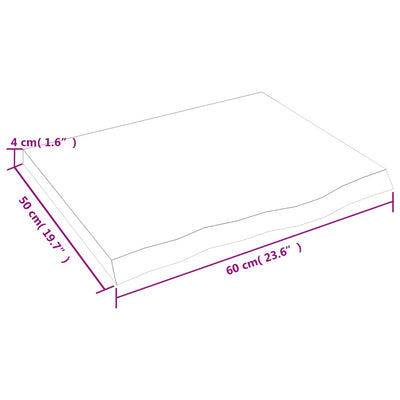 væghylde 60x50x(2-4) cm behandlet massivt egetræ mørkebrun