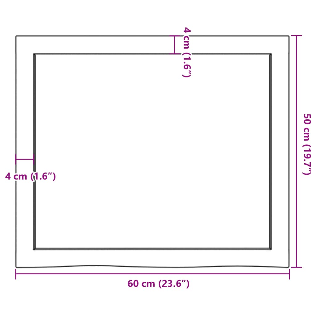 væghylde 60x50x(2-4) cm behandlet massivt egetræ mørkebrun