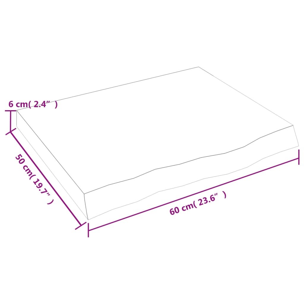 væghylde 60x50x(2-6) cm behandlet massivt egetræ mørkebrun