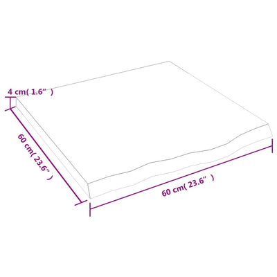 væghylde 60x60x(2-4) cm behandlet massivt egetræ mørkebrun