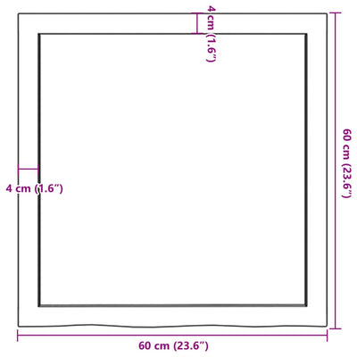 væghylde 60x60x(2-4) cm behandlet massivt egetræ mørkebrun