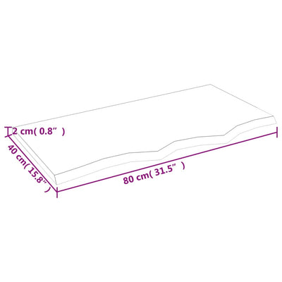 væghylde 80x40x2 cm behandlet massivt egetræ mørkebrun