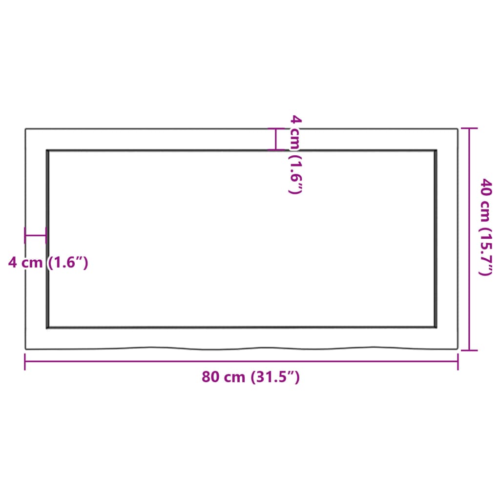 væghylde 80x40x(2-4) cm behandlet massivt egetræ mørkebrun