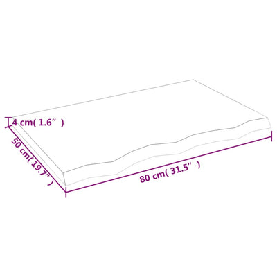 væghylde 80x50x(2-4) cm behandlet massivt egetræ mørkebrun