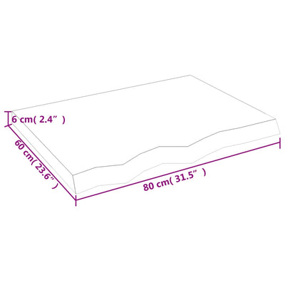 væghylde 80x60x(2-6) cm behandlet massivt egetræ mørkebrun