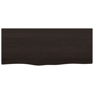 væghylde 100x40x(2-4) cm behandlet massivt egetræ mørkebrun