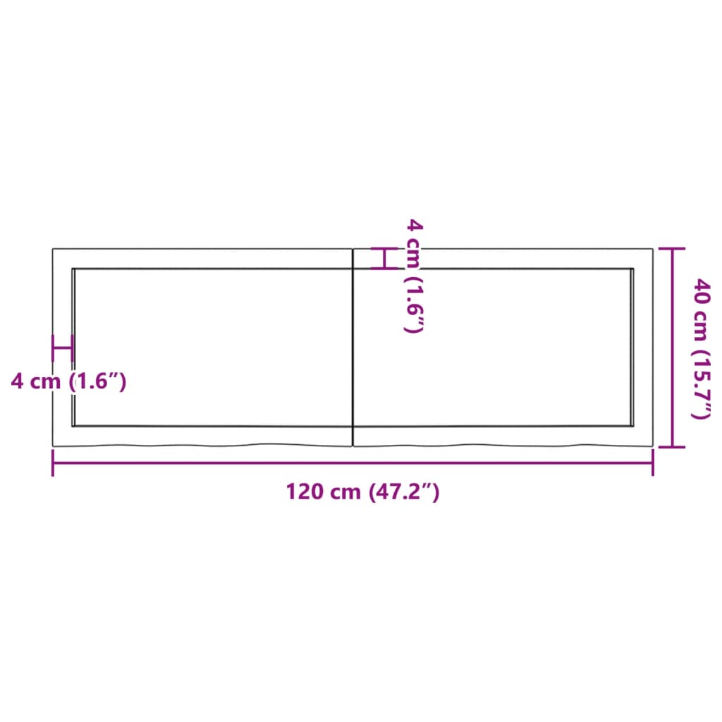 væghylde 120x40x(2-4) cm behandlet massivt egetræ mørkebrun