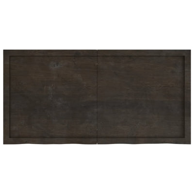 væghylde 120x60x(2-6) cm behandlet massivt egetræ mørkebrun