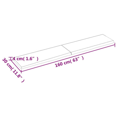 væghylde 160x30x(2-4) cm behandlet massivt egetræ mørkebrun