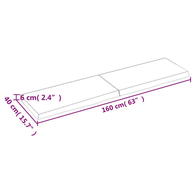 væghylde 160x40x(2-6) cm behandlet massivt egetræ mørkebrun