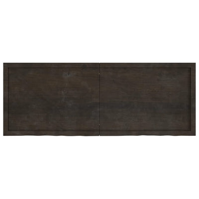 væghylde 160x60x(2-6) cm behandlet massivt egetræ mørkebrun