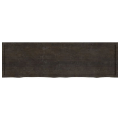 væghylde 200x60x(2-4) cm behandlet massivt egetræ mørkebrun