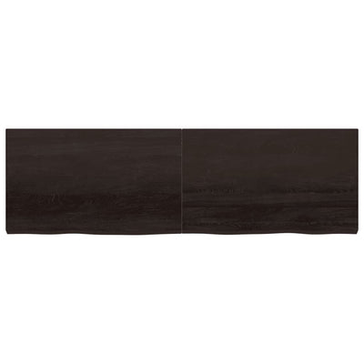 væghylde 200x60x(2-6) cm behandlet massivt egetræ mørkebrun