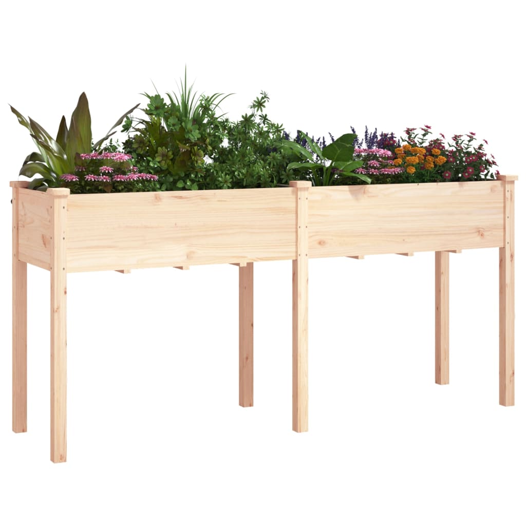 plantekasse med foring 161x45x76 cm massivt fyrretræ