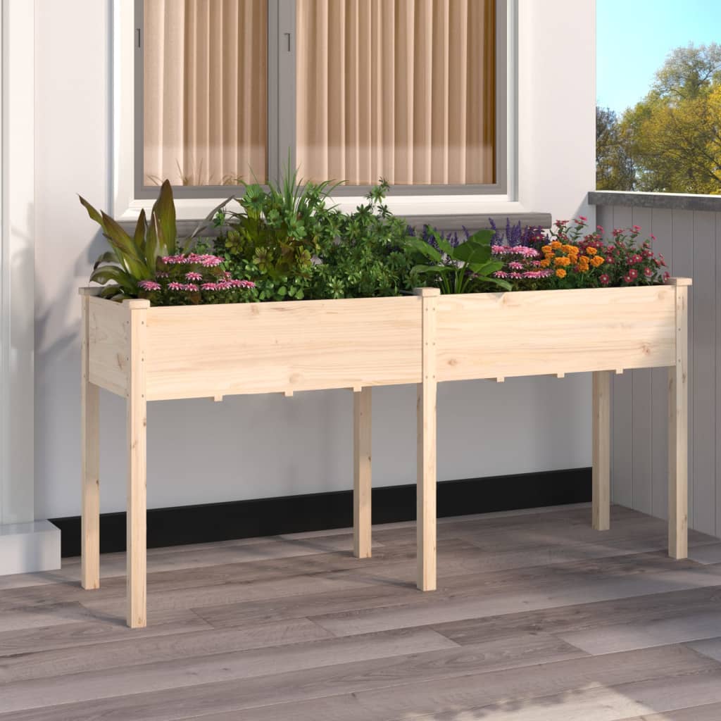 plantekasse med foring 161x45x76 cm massivt fyrretræ