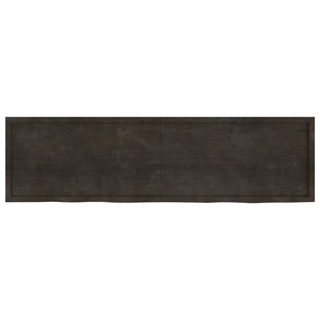 bordplade 220x60x(2-6) cm behandlet massivt egetræ mørkebrun