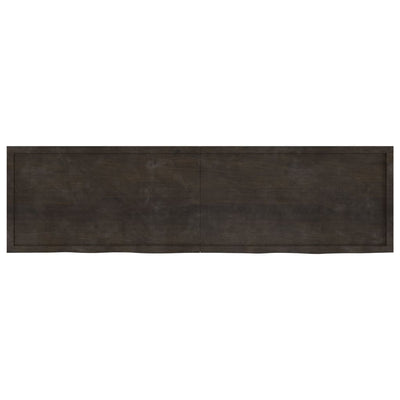 bordplade 220x60x(2-6) cm behandlet massivt egetræ mørkebrun