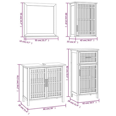badeværelsesmøbelsæt 4 dele massivt valnøddetræ
