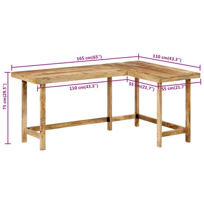 skrivebord 165x110x75 cm massivt mangotræ