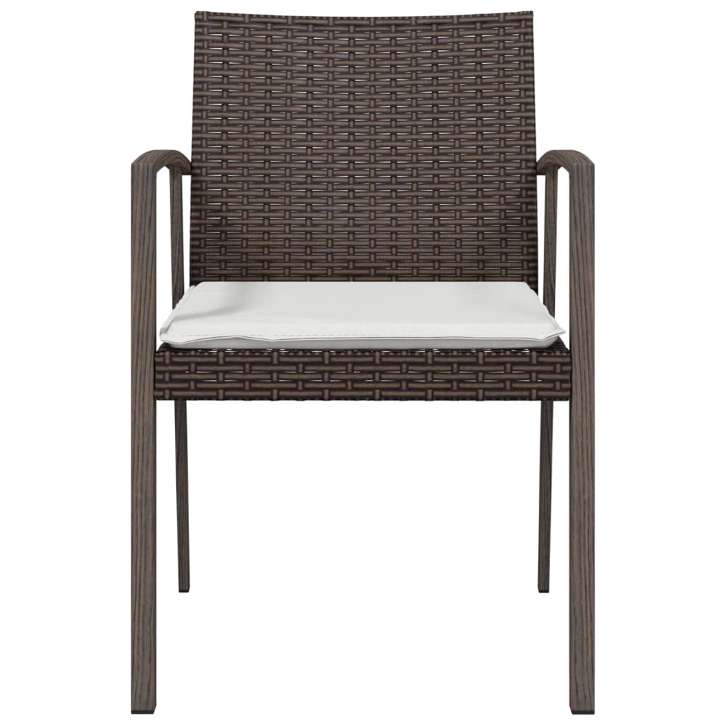 havestole med hynder 4 stk. 56,5x57x83 cm polyrattan brun