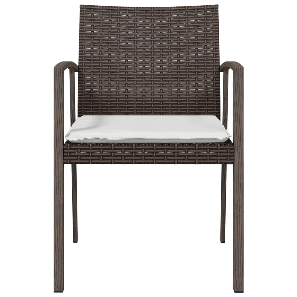 havestole med hynder 6 stk. 56,5x57x83 cm polyrattan brun