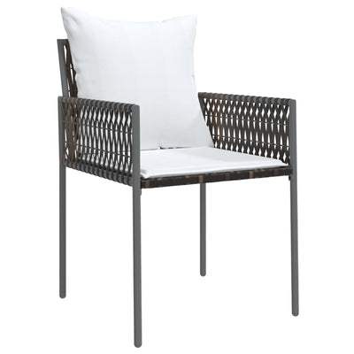 havestole med hynder 6 stk. 54x61x83 cm polyrattan brun