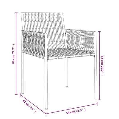 havestole med hynder 6 stk. 54x61x83 cm polyrattan sort