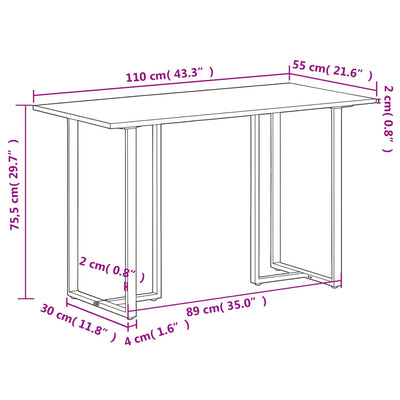 spisebord 110x55x75,5 cm massivt mangotræ