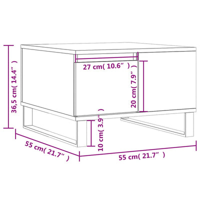 sofabord 55x55x36,5 cm konstrueret træ betongrå