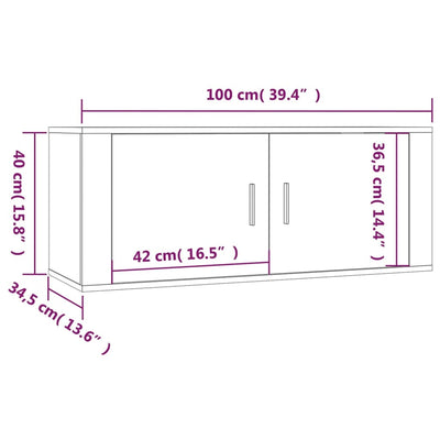 væghængte tv-skabe 3 stk. 100x34,5x40 cm hvid højglans