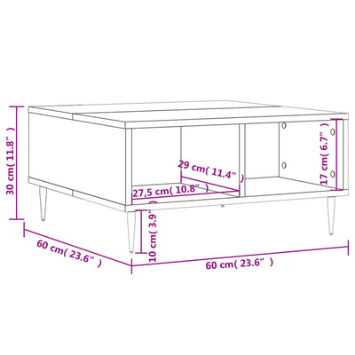 sofabord 60x60x30 cm konstrueret træ sort