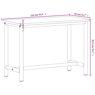 arbejdsbænk 115x55x81,5 cm massivt bøgetræ og metal