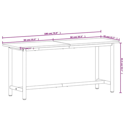 arbejdsbænk 180x55x81,5 cm massivt bøgetræ og metal