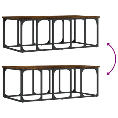 sofabord 100x50x35,5 cm konstrueret træ røget egetræsfarve