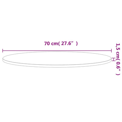 bordplade Ø70x1,5 cm rund massivt bøgetræ