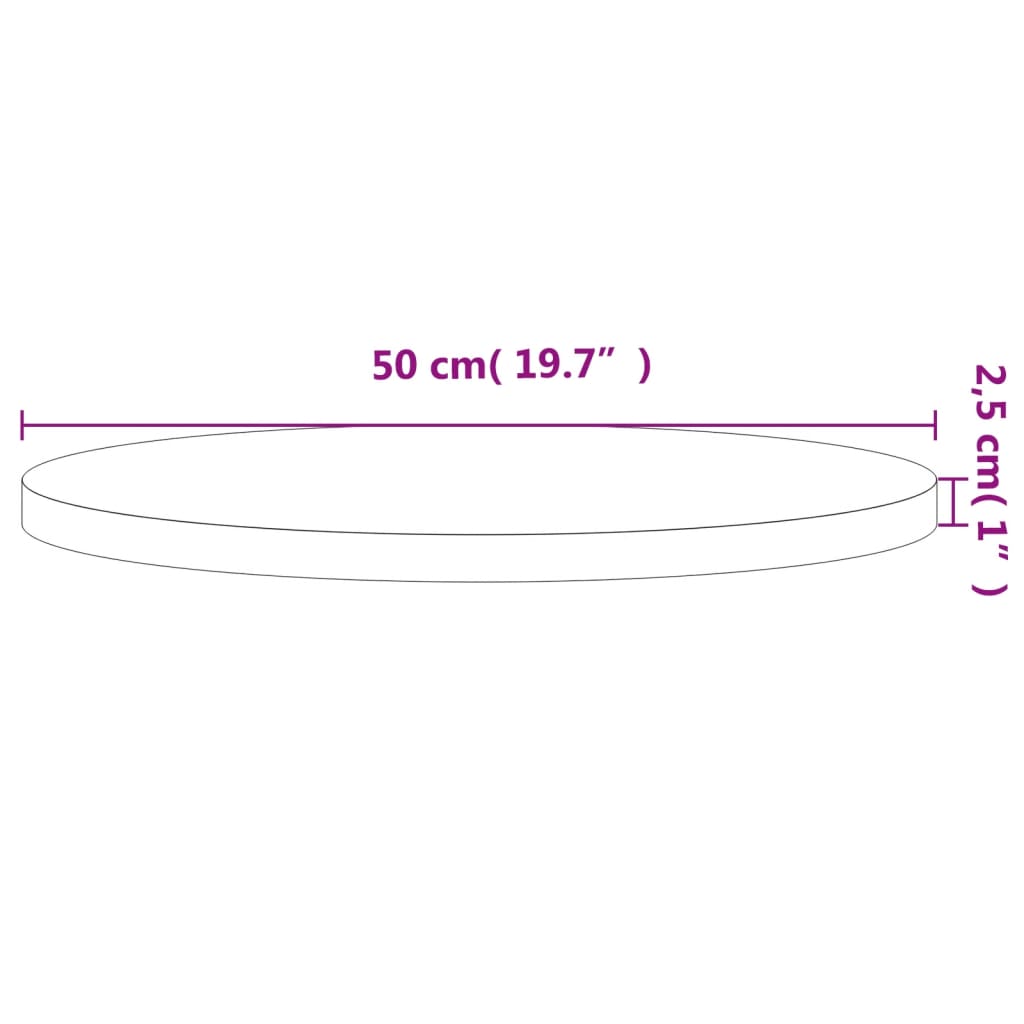 bordplade Ø50x2,5 cm rund massivt bøgetræ