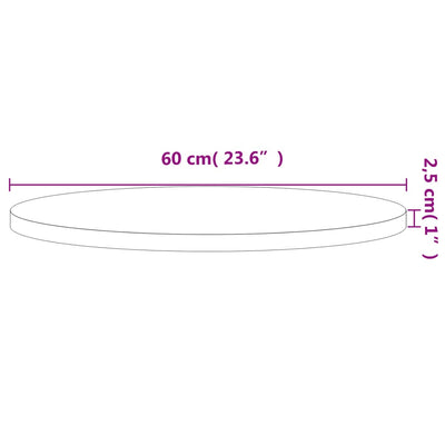 bordplade Ø60x2,5 cm rund massivt bøgetræ