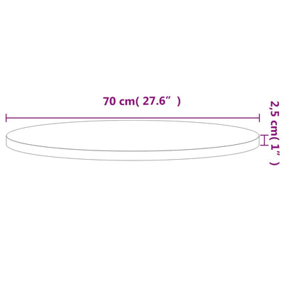 bordplade Ø70x2,5 cm rund massivt bøgetræ