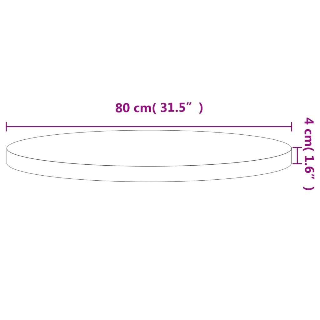 bordplade Ø80x4 cm rund massivt bøgetræ