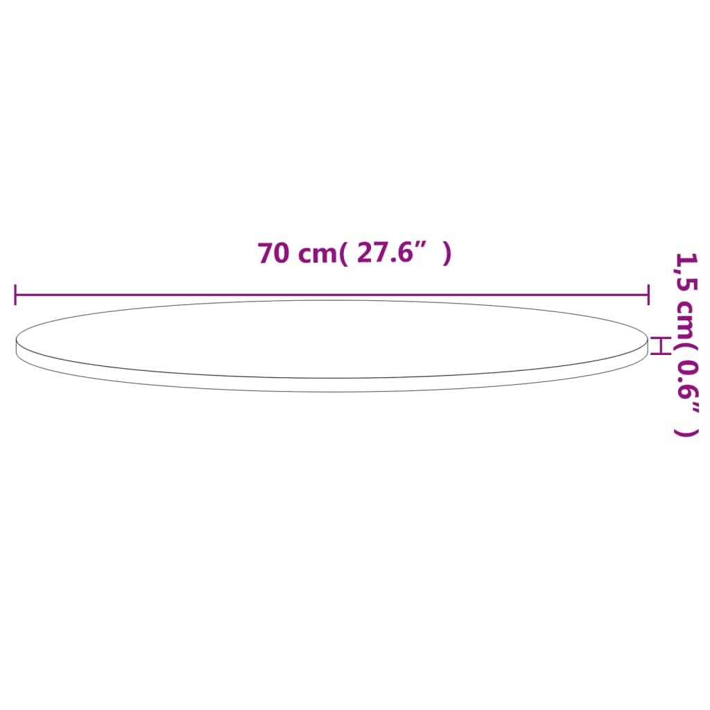 bordplade Ø70x1,5 cm rund massivt bøgetræ