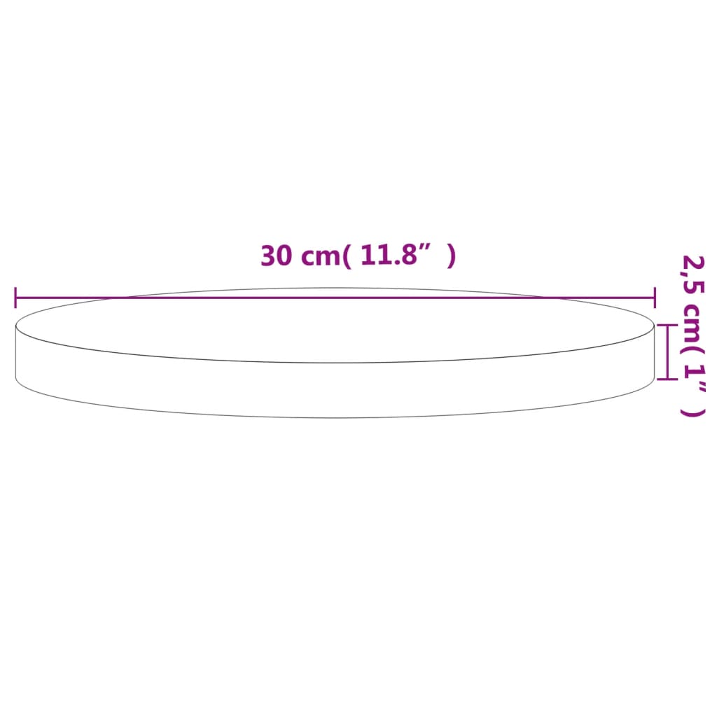 bordplade Ø30x2,5 cm rund massivt bøgetræ