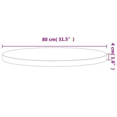 bordplade Ø80x4 cm rund massivt bøgetræ