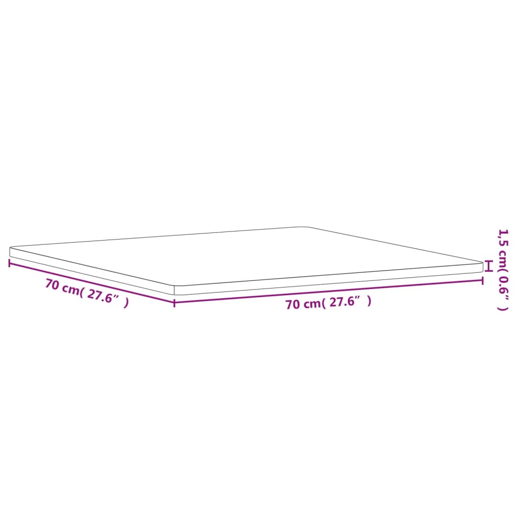 bordplade 70x70x1,5 cm firkantet massivt bøgetræ