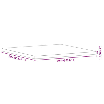 bordplade 70x70x2,5 cm firkantet massivt bøgetræ