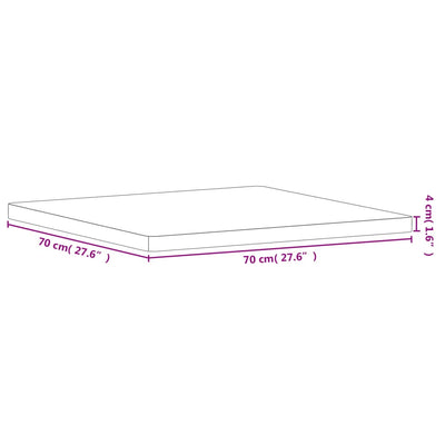 bordplade 70x70x4 cm firkantet massivt bøgetræ