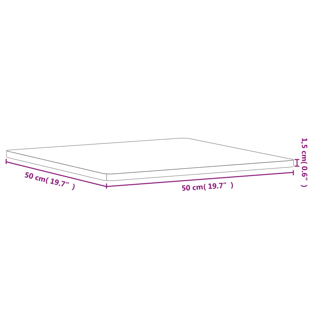 bordplade 50x50x1,5 cm firkantet massivt bøgetræ